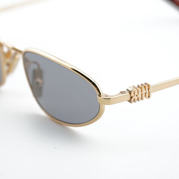 Miu Miu MUA52S 5AK40O Sunglasses Gold Cat Eye Frame, Grey Lenses - Picture 7 of 10